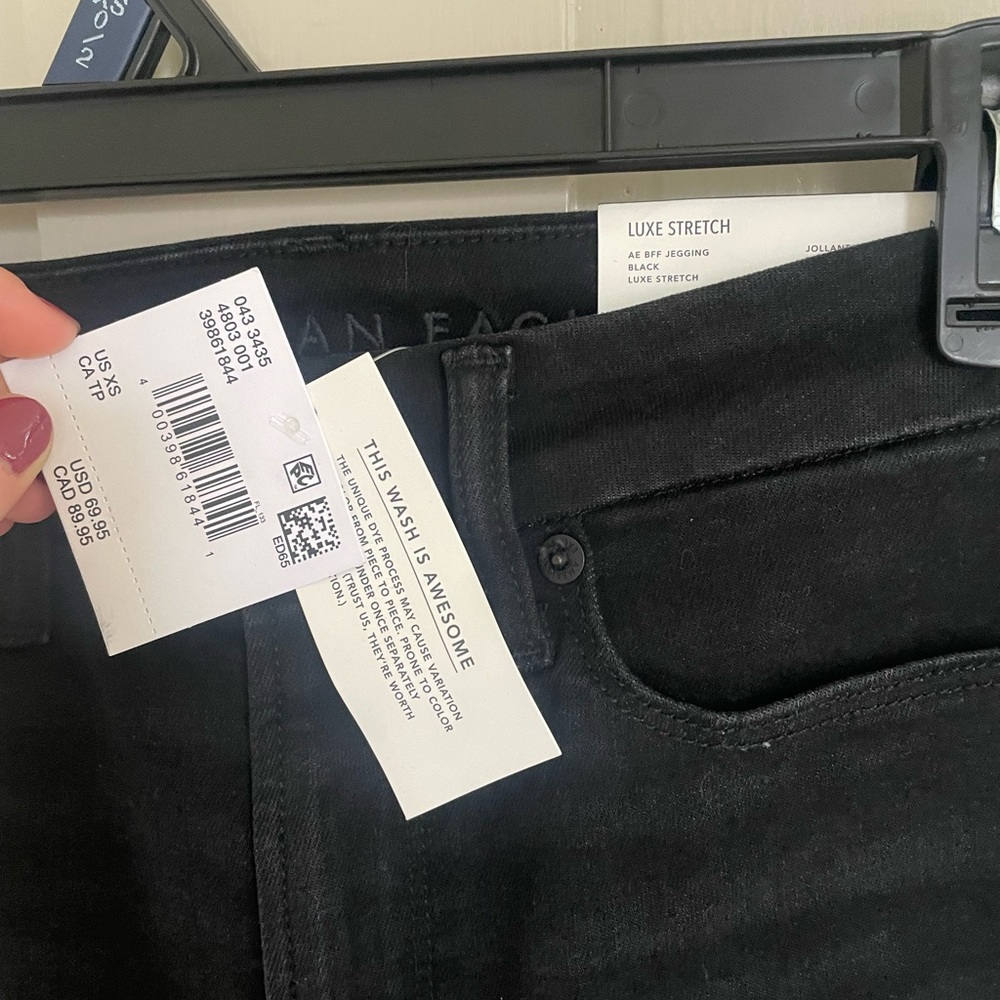 American Eagle Outfitters High Rise Skinny Stretchy Black Jeans Gothic Punk NWT - Picture 5 of 11